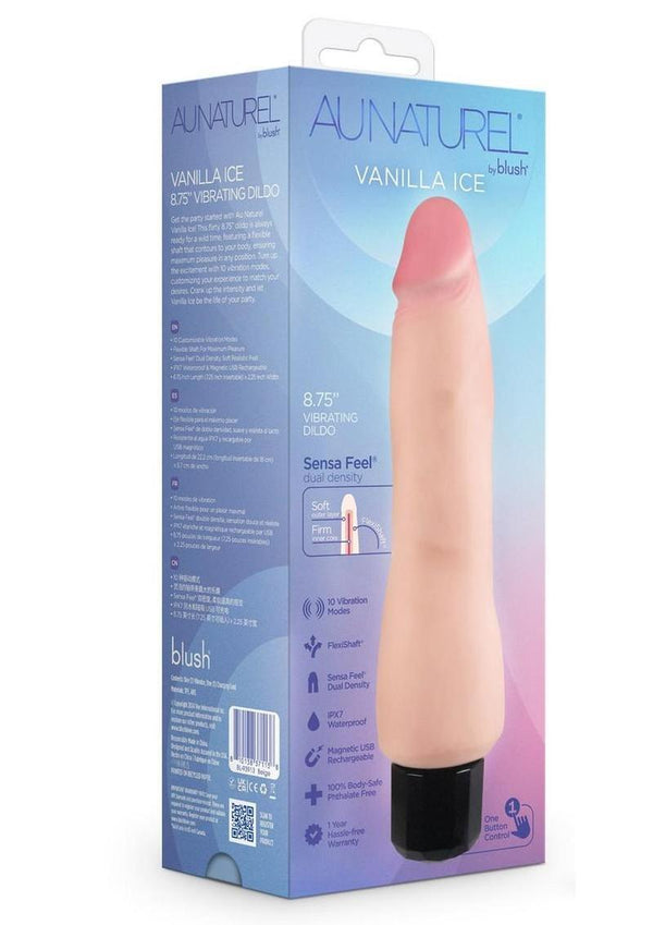 Au Naturel Vanilla Ice Vibrating Dildo - Vanilla - 8.75in