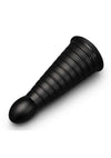 B-Vibe Cone Tapered and Ribbed Dildo with Suction Cup - Black - 10in