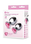 B-Vibe Jewel Metal Anal Plug Training - Pink/Silver - 2 Piece/Set