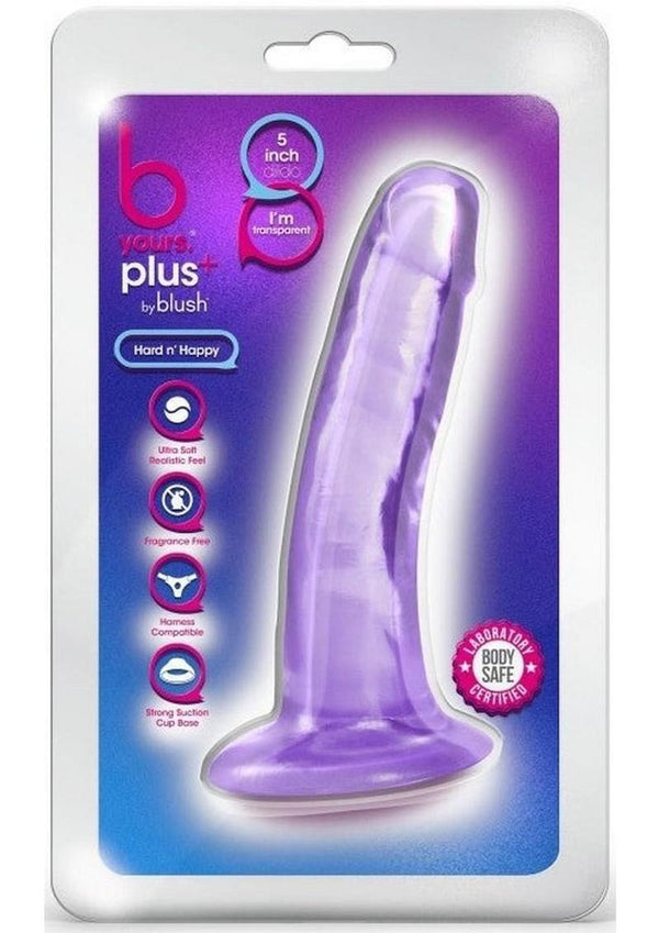 B Yours Plus Hard N' Happy Realistic Dildo - Purple - 5.5in