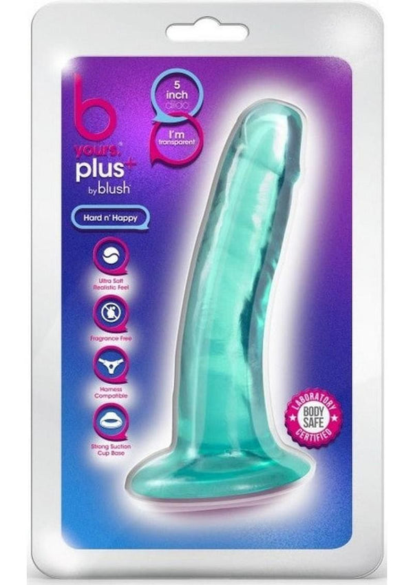 B Yours Plus Hard N' Happy Realistic Dildo - Teal - 5.5in
