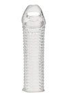 Blue Line Clear Textured Penis Enhancing Sleeve Extension - Clear - 6.5in