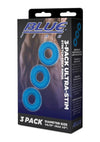 Blue Line Ultra-Slim Stretch Cock Rings - Blue - 3 Pack