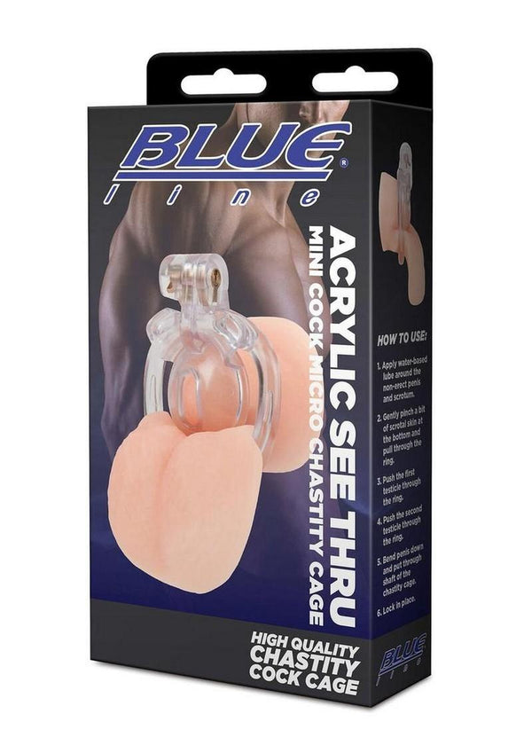 Blueline Acrylic See Thru Mini Cock Micro Chastity Cage - Clear