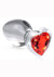 Booty Sparks Red Heart Glass Anal Plug - Clear/Red - Medium