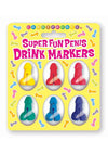 Candyprints Super Fun Penis Cocktail Markers - Assorted Colors - 6 Per Set