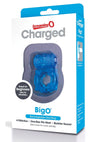 Charged Bigo Rechargeable Waterproof Vibrating Cock Ring - Blue