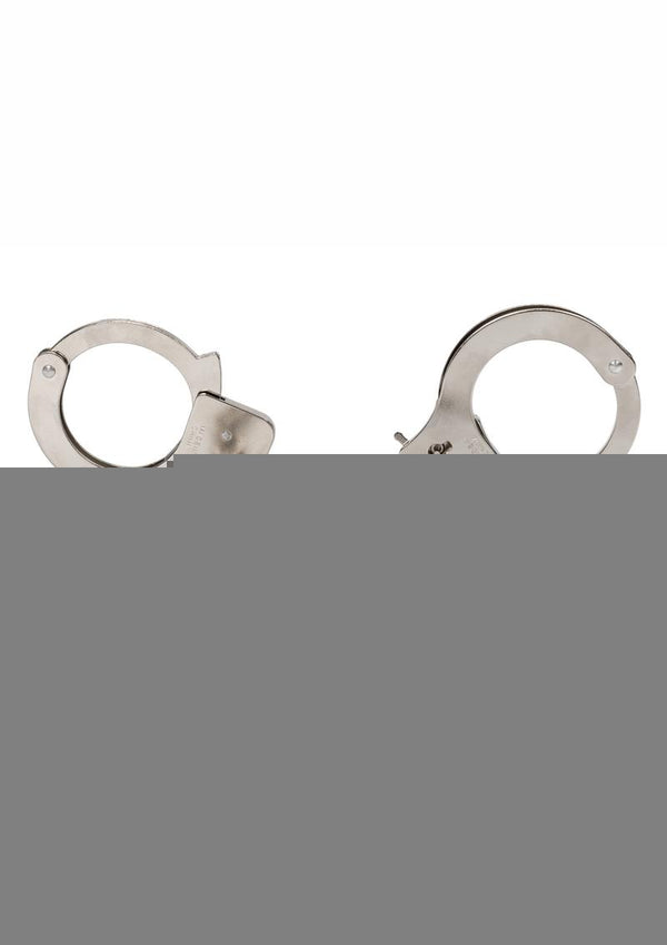 Chrome Hand Cuffs with Chain - Metal/Silver