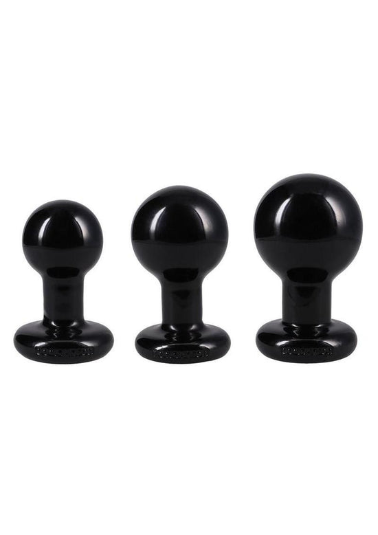 Classic Round Butt Plug - Black - 3 Piece/Set