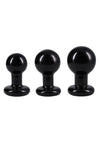 Classic Round Butt Plug - Black - 3 Piece/Set