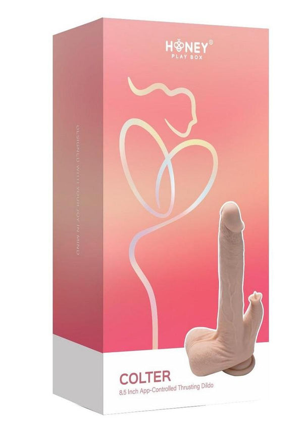 Colter App Controlled Realistic Thrusting Dido Vibrating Licker - Caramel - 8.5in