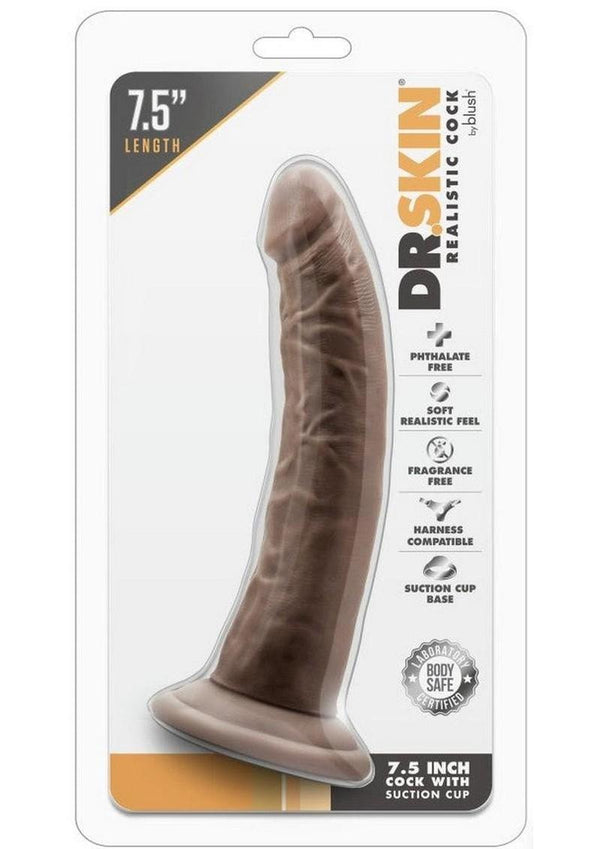 Dr. Skin Dildo with Suction Cup - Chocolate - 7in