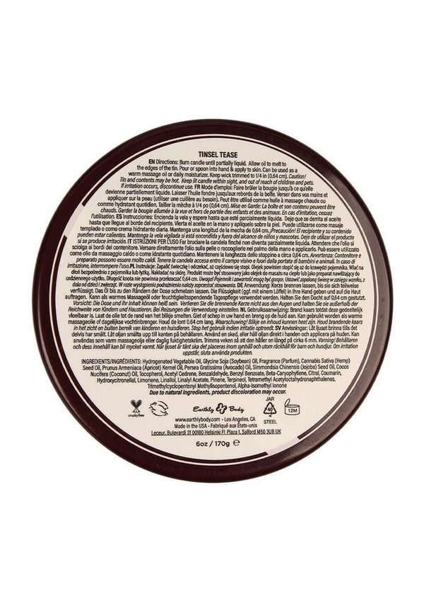 Earthly Body Hemp Seed 3 In 1 Massage Candle - Tinsel Tease - 6oz