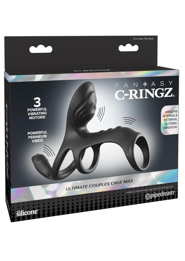 Fantasy C-Ringz Ultimate Couples Cage Max Vibrating Cock Ring - Black