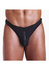 Fundies Unzip It Thong with Black Zorro Mask - Black - One Size