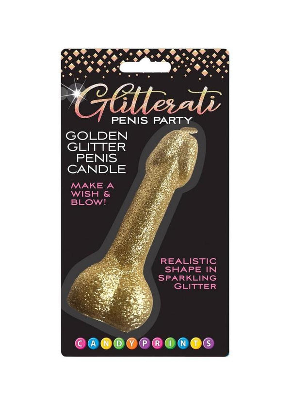 Glitterati Penis Candle - Gold Glitter - Gold
