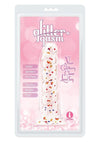 Glittergasm Swirl Clear Dildo with Suction Cup - Orange/Red/Golden Glitter - Gold/Orange/Red