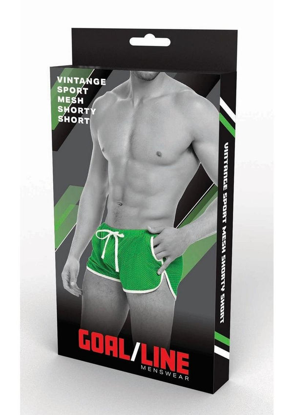 Goal Line Side Split Mesh Booty Shorts - Blue/Green - Large/XLarge