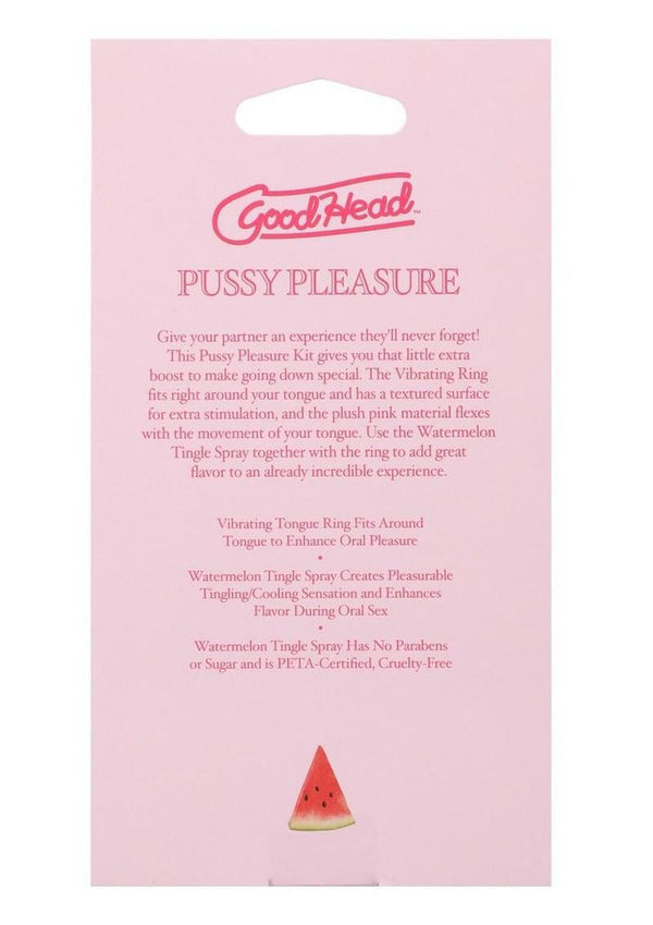 Goodhead Pussy Pleasure Party Kit Vibrating Tongue Ring and Watermelon Tingle Spray
