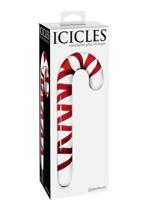 Icicles No 59 Candy Cane Glass Massager - Clear/Red