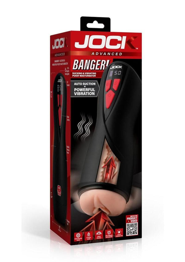 Jock Banger Sucking and Vibrating Pussy Rechargeable Masturbator - Vanilla