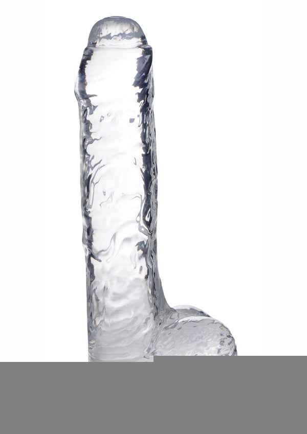 Jock C-Thru Slim Realistic Dong with Balls - Clear - 9 In