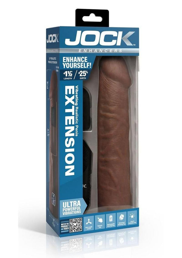 Jock Enhancers Vibrating Penis Extension Sleeve with Remote Control - Chocolate