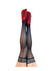 Kixies Ginny Sheer with Back Seamed Thigh Highs - Size B - Black/Red - Medium