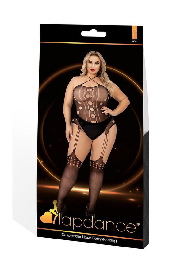 Lapdance Lingerie Suspender Hose Bodystocking - Queen Size - Black