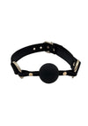 Leather Ball Gag with Gold Accessories - Black/Gold