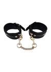 Leather Plain Wrist Cuff with Gold Accessories