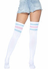 Leg Avenue Athlete Thigh High 3 Stripe Top - Blue/Pink - One Size