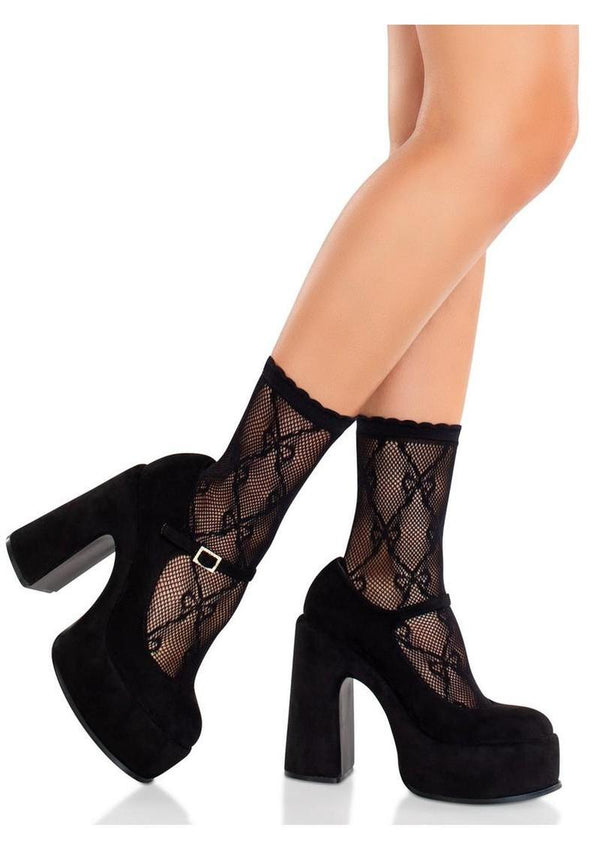 Leg Avenue Bow Net Anklets - Black - One Size