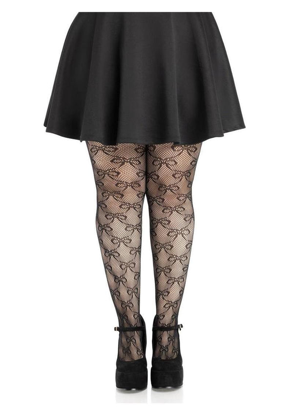 Leg Avenue Bow Net Tights - 1x/2x - Black