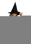 Leg Avenue Broomstick Babe Bodysuit with Lace Up Deep-V and Waist Cincher Buckle Accent, Attached Garters, and Witch Hat