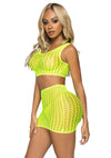 Leg Avenue Crochet Net Tank Crop Top and Mini Skirt