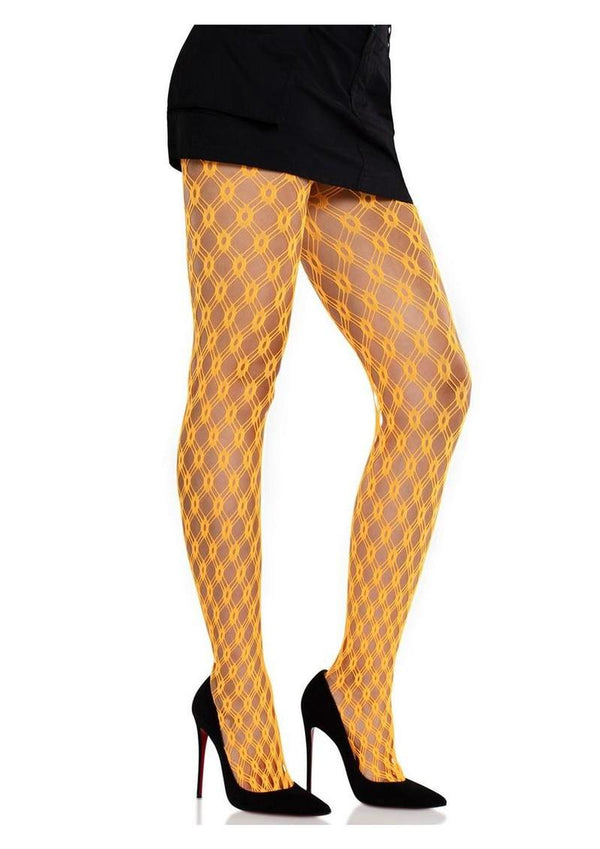 Leg Avenue Eyelet Net Tights - Neon Orange - One Size