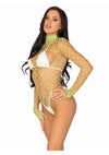 Leg Avenue Fence Net Snap Crotch Long Sleeved Bodysuit