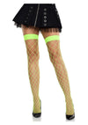 Leg Avenue Fence Net Thigh High - Neon Green - One Size