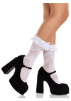 Leg Avenue Floral Lace Ruffle Top Anklets - White - One Size