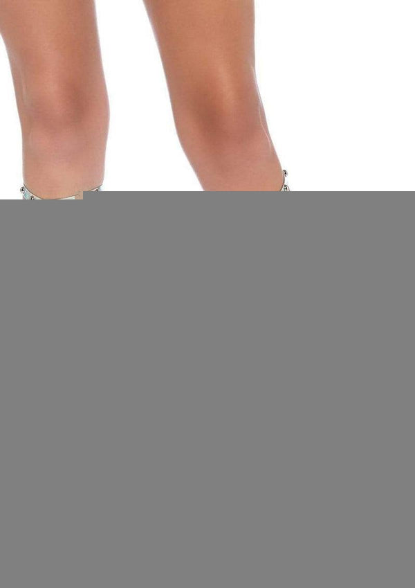 Leg Avenue Iridescent Studded Shin Guards - Silver - One Size