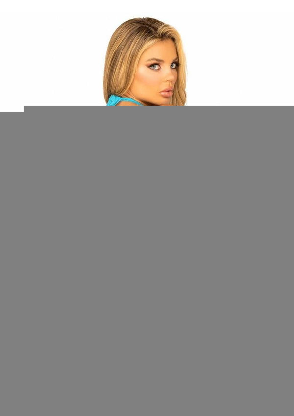 Leg Avenue Lace and Net Keyhole Crossover Halter Teddy