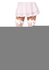 Leg Avenue Lace Garter Sheer Striped Thigh Highs with Satin Bow Accent - White - One Size