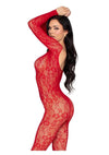 Leg Avenue Lace Lingerie Jumpsuit - Os - Red