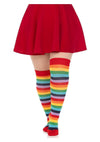 Spandex Acrylic Rainbow Striped Thigh Highs - 1x-2x