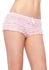 Leg Avenue Micromesh Lace Ruffle Tanga Short - Pink - One Size