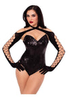 Leg Avenue Net and Opaque Cross-Over Halter Gloved Shrug
