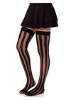 Leg Avenue Net and Opaque Striped Thigh Highs