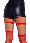 Leg Avenue Pentagram Studded Iridescent Thigh High Garter Suspender with Chain Detail - Red - One Size