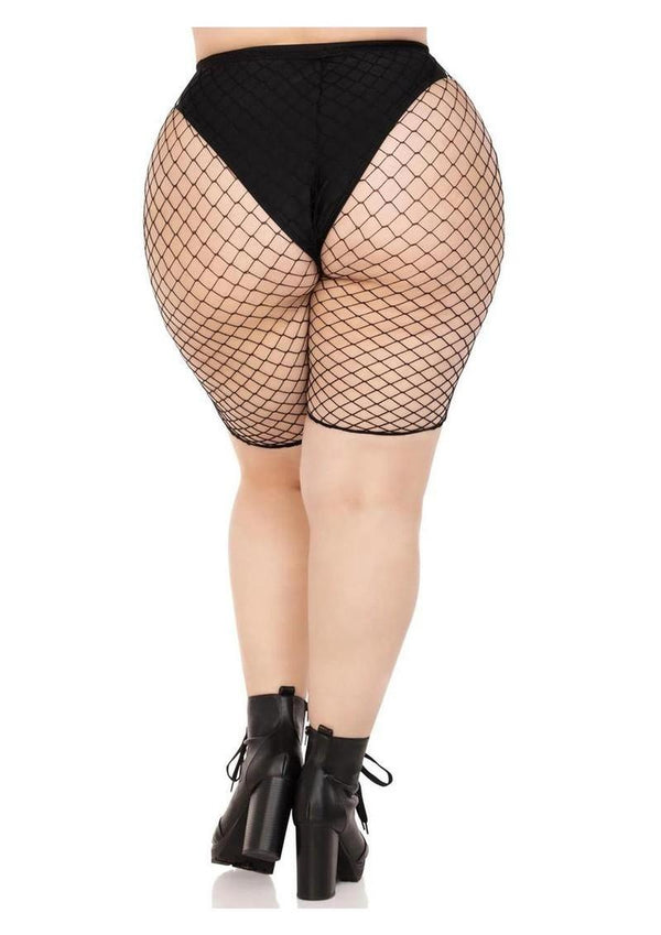 Leg Avenue Plus Size Industrial Net Biker Shorts - 1x-2x - Black